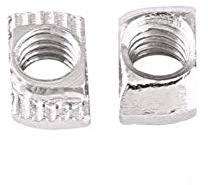 50pcs T-Nut Hammer Kopf Mutter M5 verzinkt Silber Kohlenstoff Stahl Fastener Aluminiumprofil Extrusionsschlitz Europäische Norm(EU20-M5*10 * 6)