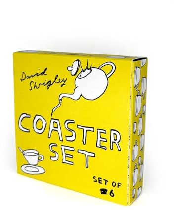 Official David Shrigley | Boxed Coaster Gift Set | 6 Pack | Funny Humorous | By Brainbox Candy