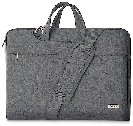 Voova Laptoptasche 17 17,3 17.3 Zoll Leicht Laptop Tasche Notebook Computertasche Kompatibel Macbook Dell Acer ASUS Hp Lenovo Wasserdicht Stoßfest Schultergurt Versteckbarer Griff Damen Herren Grau