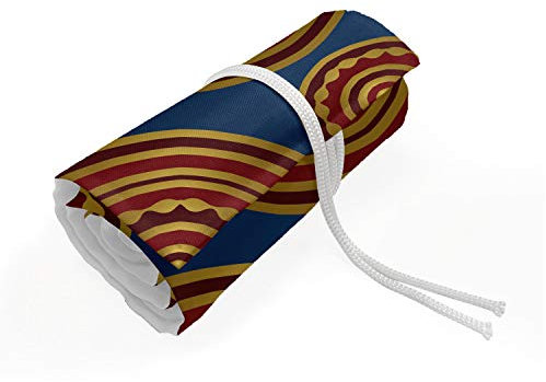 ABAKUHAUS Mandala Mäppchen Rollenhalter, Tribal Style Einfache Kreise, langlebig und tragbar Segeltuch Stiftablage Organizer, 72 Schlaufen, Night Blue Burgund