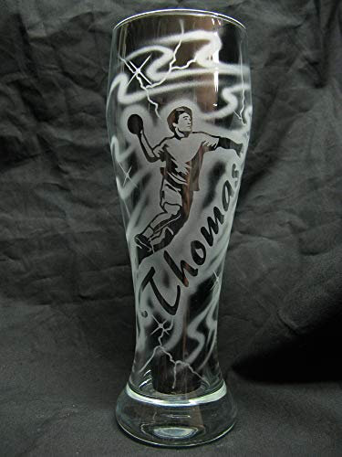 Weizenglas 0,5 ltr. mit Gravur Handball Handballer und Name individuell