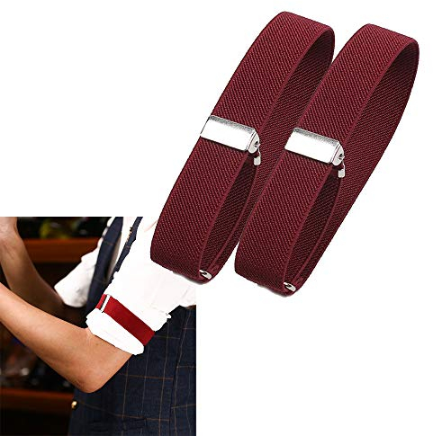 CHENGZI 1 Paar elastische verstellbare Armstulpen für Herren, Hemd, Strumpfband, Ärmelhalter, Breite 2,4 cm, rot, Einheitsgröße