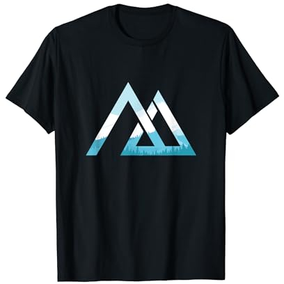 Abstrakt Dreieck Berge Wald Bäume Ski Winter Snowboard Skier T-Shirt