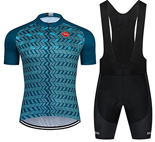 SUDUSUDO Herren Radtrikot Set Rennrad Shirts Kurzarm Atmungsaktiv Radbekleidung Trägerhose mit 20D Gel Gepolstert - - X-Groß