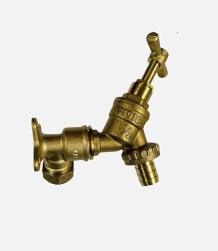 UKDD® Outdoor Garden Tap 1/2 BSP Bib Tap with 15mm Brass Wall Plate Elbow WRAS Approved