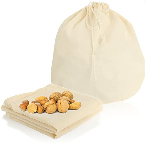 Robin Goods® 3x Nussmilchbeutel aus Baumwolle - Mehrzweck Passiertuch - Filtertuch zur Zubereitung von Nussmilch, Säften und Smoothies (rund)