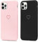 LAPOPNUT Coque Compatible avec iPhone 13 Pro Silicone en Gel TPU Souple Fine Mince Mignon Amour-Coeur Forme Mat Antichoc Bumper Housse Étui de Protection pour Apple iPhone 13 Pro Noir & Rose