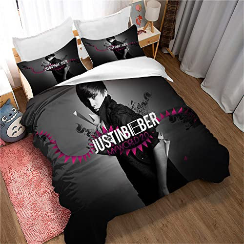 CHAOSE Bettbezug-Sets Justin Bieber Singer ? Perfektes Single-King-Size-Bettwäsche-Set Mit Kissenbezügen Und Atmungsaktivem Anti-Milben-Winter (Bild 06,135 x 200 cm)