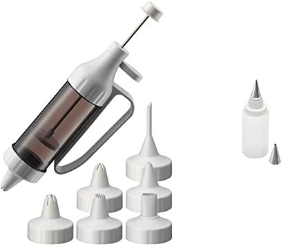 Original Kaiser Classic Garnierspritze mit 7 Tüllen, Gebäckpresse 200 ml & Inspiration Spritzflasche mit 2 Edelstahl-Tüllen, Quetschflasche 75 ml, Kekse verzieren, 15.5 x 5.3 x 5.2 cm