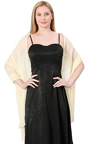 Proumhang Weiche Chiffon Tücher Schals Wraps für Braut Brautjungfer Hochzeit Party Abendkleid und besonderen Anlass Kleider Elegante Seidenschals für Mädchen Frauen 70cm x 200cm Hellgelb