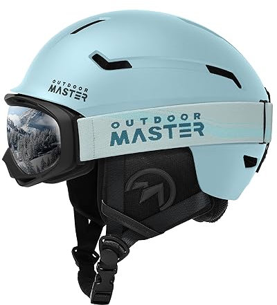 OutdoorMaster Skihelm-Set, Snowboard-Helm mit Brille für Erwachsene - 12 Belüftungsöffnungen - Skihelme für Männer, Frauen und Jugendliche