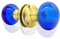 Brass Door Knob Set for Interior Doors | Internal Door Knobs | Mortice, Glass & Crystal Doorknobs | Opulence & Style with Traditional Design of Door Nobs to Enhance Any Room (Blue)