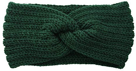 Winter Häkelarbeit Stirnband Mädchen Frauen Haarband Verdicken Stirnbänder Kopfband Haarband Ohrenwärmer Headwrap für Einkaufen Skifahren Laufen,Dunkelgrün