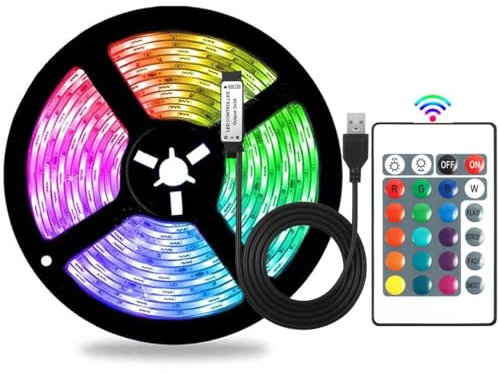 Valletock USB Led Strip Light, RGB Colour Changing Led Lights for Home Rome Decoration, 16 Colors with Remote. (1m led)
