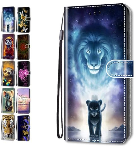 Phone Case for iPhone XS Max 6.5 with Pattern 3D Print Animal Butterfly Design Leather Wallet Flip Cover with Card Holder Slot for Girls Boys - Lion