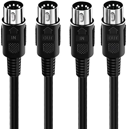 Xahpower Cavo MIDI 2 Metri, 2 Pezzi Cavo Audio DIN 5 Pin per Batteria Elettronica, Sintetizzatore, Campionatore, Tastiera MIDI, Processore Effetti, Sequencer, Amplificatori (2M)