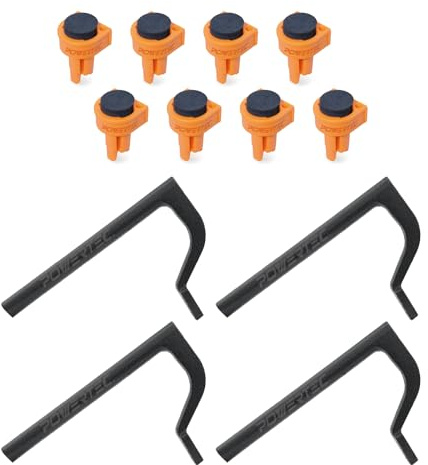 POWERTEC Bankhakenklemme, 8 Bankhaken für 1,9 cm Bankhaken-Löcher, 20,3 cm Halteklemmen für Holzbearbeitung, für MFT-Arbeitstisch, Holzklemmen für Verwendung mit Hammer, Werkbankzubehör (71958)