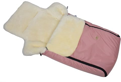 Reissner Lammfelle Merino Lammfell Baby Fußsack KESSY mit Reißverschluss für Kinderwagen Buggy & Stroller rosa