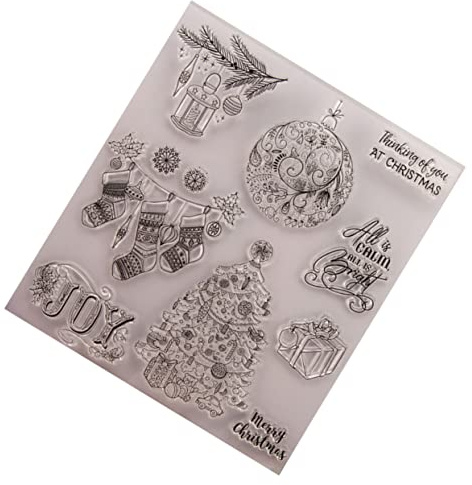HOODANCOS Stempelset Weihnachtssammelalbum Briefmarken Haften Weihnachts-scrapbook-briefmarken Weihnachtsmarken Klar Weihnachtsstempel Zum Selber Machen Wasserschiebefolie Acryl Weihnachten