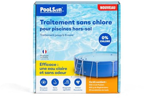 BSI - PooLSan - Solution sans Chlore - pour Une Désinfection Totale des Piscines Hors-Sol - Jusqu'à 6 Mois - Elaboré en Europe