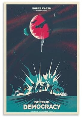 Helldivers 2 Cool Gaming Gamer Recruitment Video Game Posters For Room Aesthetic Canvas Bathroom Art Wall Decor Photo Prints 08x12inch(20x30cm)