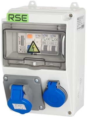 CAMPINGVERTEILER WANDVERTEILER KOMPLETT VERDRAHTET CEE 16A 230V MIT CAMPING STECKDOESE ZÄHLER IP65, 3. 1x230v + 1x Camping + LS+FI+Zähler