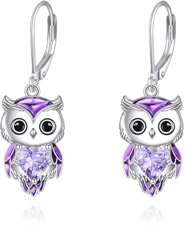 Eulen Ohrringe für Damen 925 Sterling Silber Eulen Schmuck Geburtsstein Eulen Ohrringe Weihnachtsgeschenke (06-June)