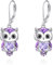 Eule Ohrringe für Damen 925 Sterling Silber Eule Schmuck Geburtsstein Eule Ohrhänger Geschenke (06-Juni)