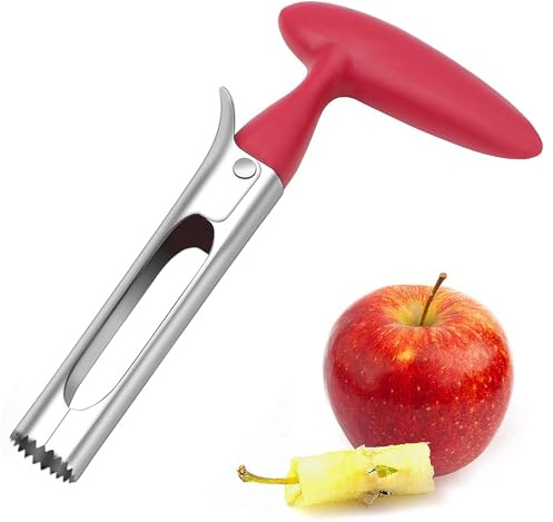 Apfelentkerner Apfelausstecher, Apfelausstecher Edelstahl, Apfelstecher, Apfel Schneiden, Gezackte Edelstahlklinge, Für Birnen, Paprika, Fuji, Honeycrisp, äpfel (Rot)