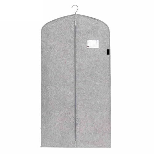 Borse Porta Abiti in Cotone e Lino, Copriabiti Antipolvere con Cerniera Resistente, Copriabiti per Armadio, Finestra Trasparente Chiusa, Protezione Traspirante per Cappotti Lunghi, Giacche(Grigio,150c