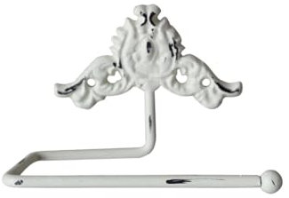 French Shabby Chic White Toilet Roll Holder Wall Mounted Iron Metal