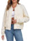 Cropped-Bomberjacke für Damen Übergangsjacke Langarm Solid Leichte Coat Kurze Blouson Pilotenjacke Casual Mantel mit Taschen Beige S