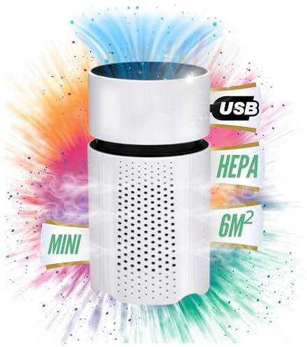 TronicXL Mini Air Purifier USB Luftreiniger Hepa Filter für Büro Kleiner Luftfilter Schlafzimmer Schreibtisch Zuhause Küche Wohnzimmer AirPurifier klein