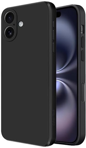 Cyber-Tech for iPhone 16 Plus Case, Skin Soft Liquid Silicone, Shockproof Cover with Anti-Scratch Microfiber Lining, Camera Protection, Slim Fit 6.7inch (Black)