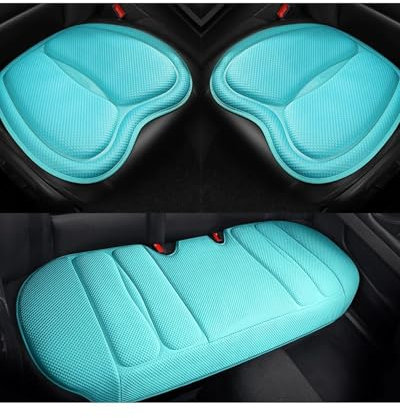 NBHGFF Auto Sitzauflagen 3D-Autositzbezug Atmungsaktives Sitzkissen Verdickt Weich rutschfest Massage-Pad Für Bürostuhl Universell Für Die Meisten Autos Sitzbezüge Sitzauflagen(-O4-Light Blue 3pcs)