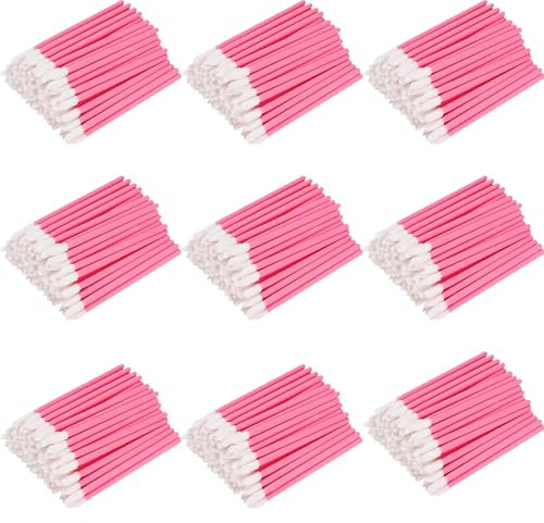 900 Pièces Pinceau à Lèvres, BetterJonny Applicateur Batonnet Brosse à Lèvres Applicateur Levre Lip Brush Pinceaux de Maquillage Parfait Outil de Maquillage Kits(Rose)