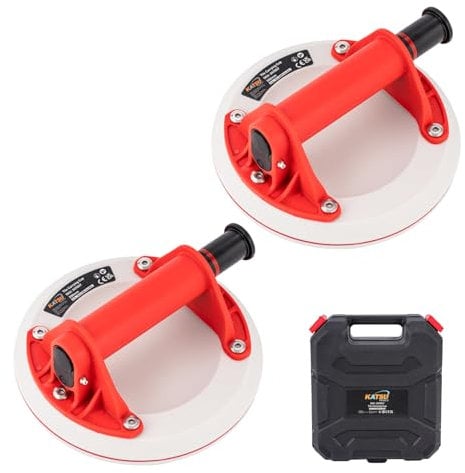 KATSU Tools Lot de 2 Ventouses 8, Silicone Triple Couche, Charge 160kg, Outil de Levage pour Verre, Carrelage, Marbre, Pare-brise, Dalle de Pierre
