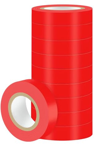 Duccinp Rot Isolierband 18mm x 13m 10 Stück PVC Elektrische Leitungen Reparatur, Hitzebeständig Hochflexibe Wasserdicht Electrical Tape für Verdrahtungsprojekte und Reparaturen