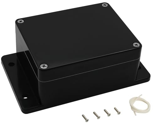 LMioEtool Abzweigdose, wasserdicht und staubdicht IP65, universelles Elektronikgehäuse aus ABS-Kunststoff, Schwarz mit Befestigungsohren, 115 x 90 x 55 mm