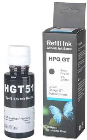 SRxBKC Refill -Farbstofftinte 100 mlx4 Kompatibel mit GT51 GT52 -Drucker Fits Fits Tank 450 455 500 510 515 516 519 530 559 570 610 615 651 -Drucker Ersatz Kompatibel mit GT 5810 5820(Black)