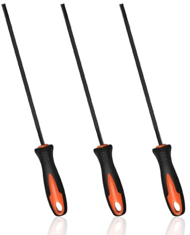 Lot de 3 Limes pour Tronçonneuses, Aiguilles, Lime Tronconneuse Lime Chaine Tronconneuse, Limes pour Aiguisage, Dimensions 3,2 mm, 4,0 mm, 4,8 mm