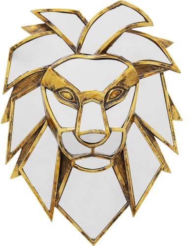 Kare Design Wandobjekt Lion Mirror, Gold, Gold, Elegant, Deko Objekt, Zimmerdekoration, Wanddekoration, Accessoire, Tiermotiv, Spiegel Objekt, Wohnzimmer, Flur, Home Office, 35x27x5 cm (H/B/T)