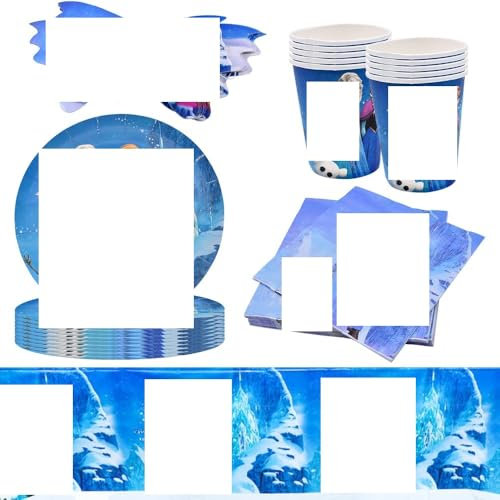 LKNBIF Stoviglie per Feste, 81PCS Piatti Stoviglie Carta Set, Piatti Carta, Principesse di Compleanno, Decorazione di Compleanno