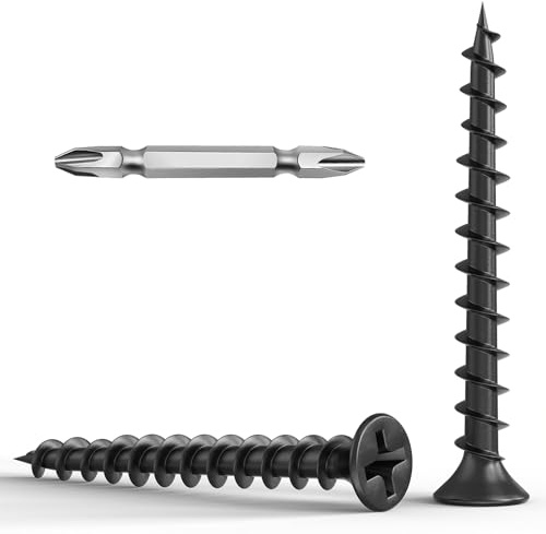 Wavanta 200Pcs Drywall Screws, M4 x 35mm Black Self Tapping Screws | Coarse Thread Phosphate Bugle Head Wood Screws With Bit for Plasterboard, Wood and Furniture