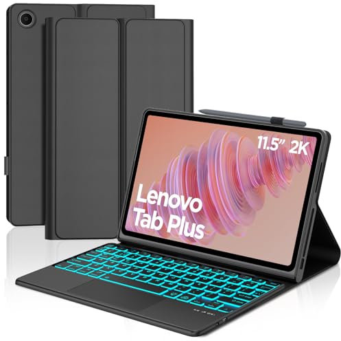 Keyboard Case with Trackpad for Lenovo Tab Plus 11.5 2024, Wireless Detachable Bluetooth Backlit Keyboard with Touchpad and Stand Cover for Lenovo Tab Plus 11.5 Inch 2024 (TB351FU) Tablet, Black