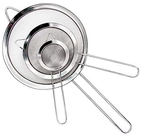 3 Stück Küchensieb Set,7.6/14/20cm Feines Sieb Küchensieb,Edelstahl Sieb Set mit Langem Griff,für Backen,Kochen,Mehl,Eiweißtrennung,Saft usw die Küche(3pcs)