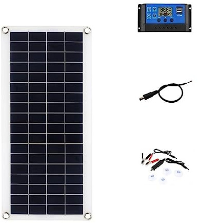 SMTYXS Pannello Solare Flessibile da 300 W Caricabatteria da 12 V Dual USB con Controller 10A-60A Celle solari Power Bank for Telefono Auto all'aperto(10A Controller Kit)