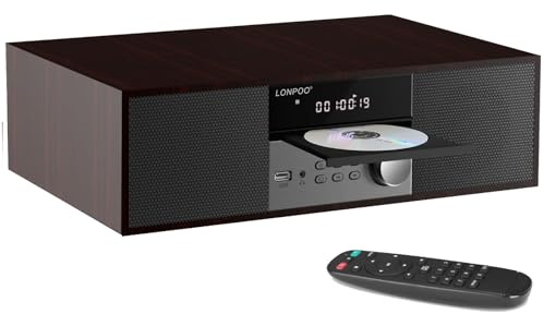 LONPOO Bluetooth Stereo System for Home, 40W CD Player with FM Radio
