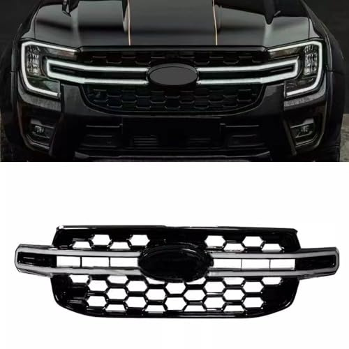 Bestiry Upgrade mit beleuchtetem Frontgrill passend für Ford Ranger T9 2023 2024 2025 Frontgitter-Einsatz für Stoßstange