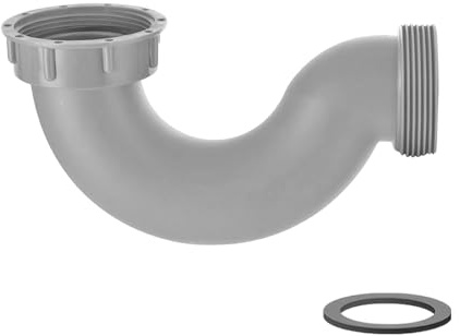 Qrity 1 Pièce Siphon D'évier, Forme de U, Filetage Interne 56 mm, Filetage Externe 58 mm, Tuyau D'évier pour Évier de Cuisine et de Salle de Bain